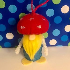 Gnome Ornament felt hand made (Blue with Yellow beard)